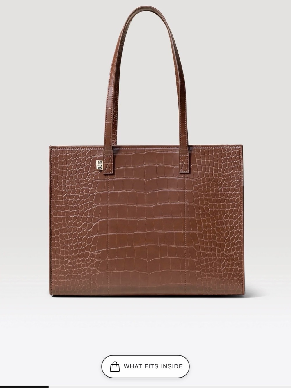 BEIS Work Tote Croc-Embossed Maple